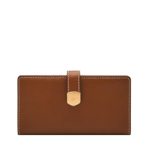 Fossil Tab Bifold Lennox dla kobiet miękka skóra bydlęca, SL10036200, brązowy, 17.15 cm L x 1.91 cm W x 8.89 cm H, Casual