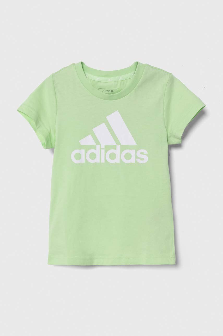 adidas t-shirt bawełniany dziecięcy kolor zielony