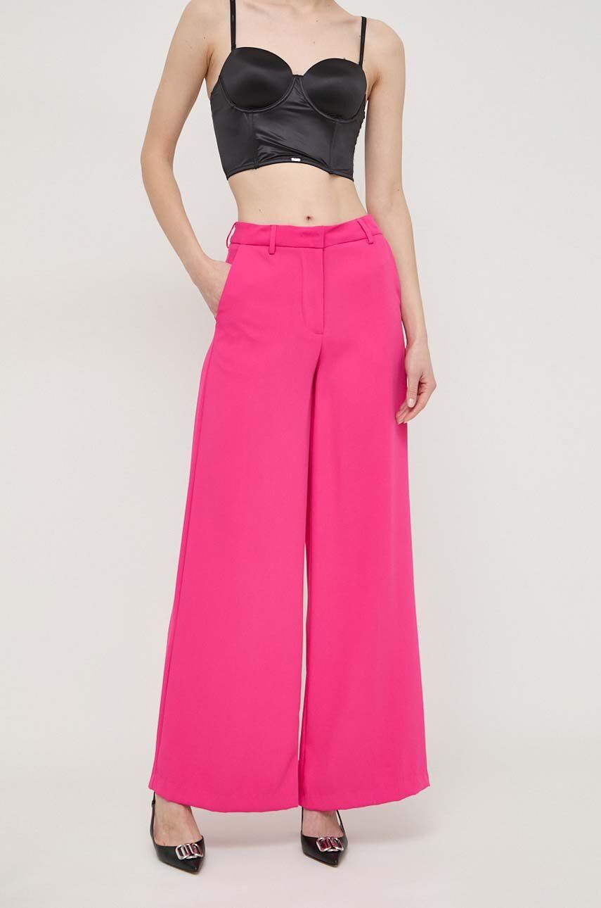 Silvian Heach spodnie damskie kolor różowy szerokie high waist
