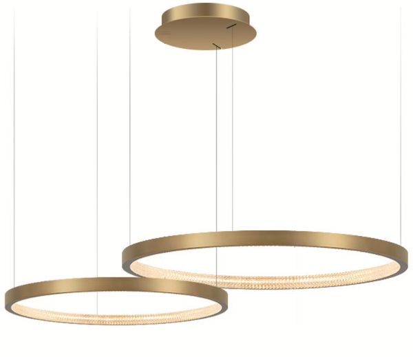 Zing Ring Double 80 B - żyrandol LED 80cm dwa pierścienie złoty mosiądz