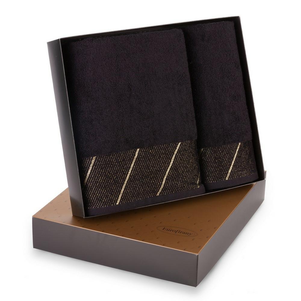 Komplet ręczników 2 szt. T/0416 czarny 485g/m2 zestaw upominkowy na prezent Eurofirany