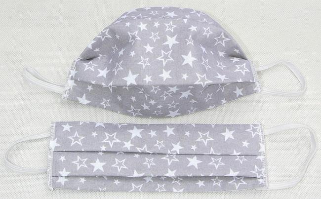 Maseczka Maska Ochronna Na Twarz Dla Dzieci Gwiazdki Szara Biała