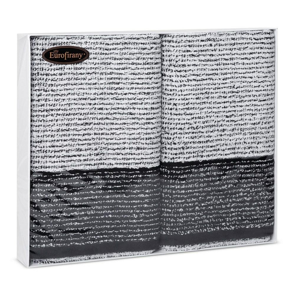 Komplet ręczników 2 szt Leon 2x50/90 czarny biały zestaw upominkowy 500g/m2 Eurofirany