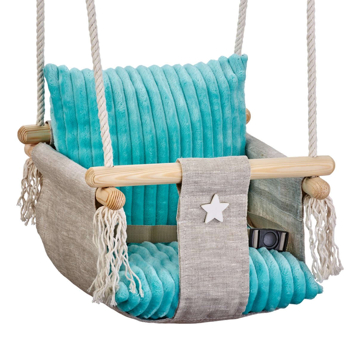 Huśtawka Dla Dzieci Domowa Kubełkowa Mięta Minky +Pas Bezp. Ce Lovegifts