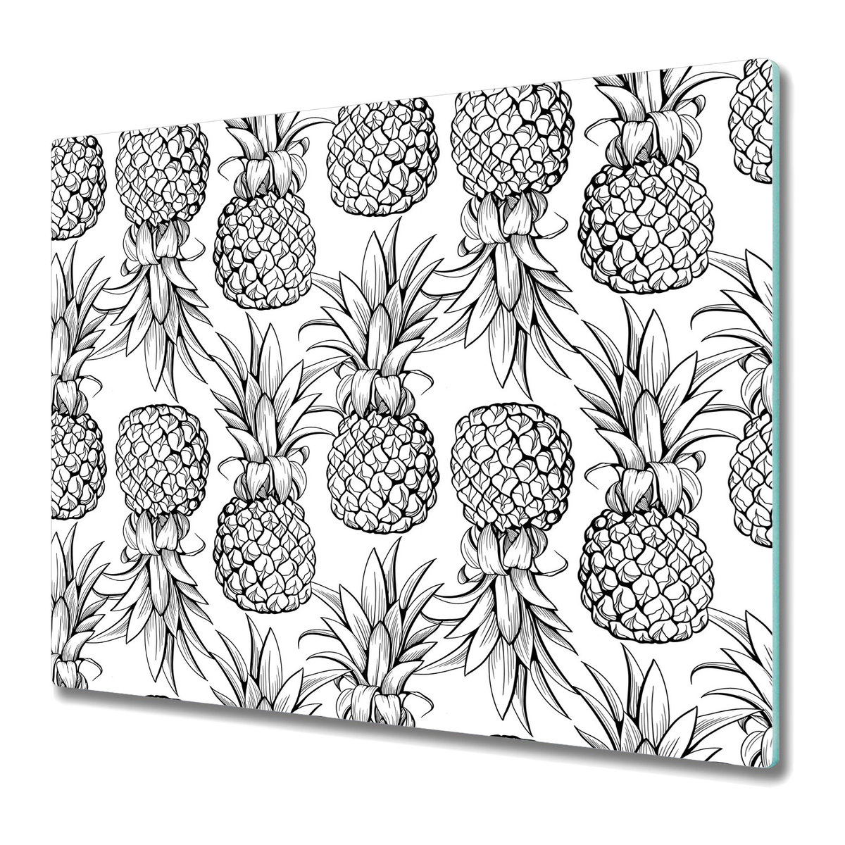 Deska Kuchenna z Printem 60x52 cm - Ananasy B&W
