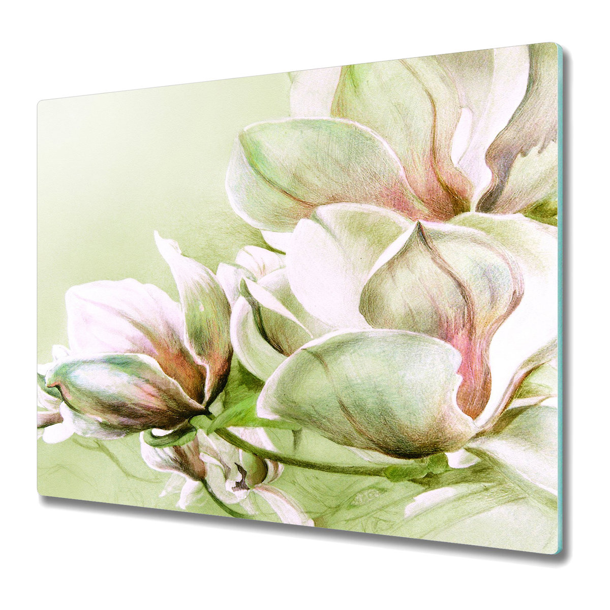 Deska Kuchenna z Printem 60x52 cm - Kwiaty magnolii natura