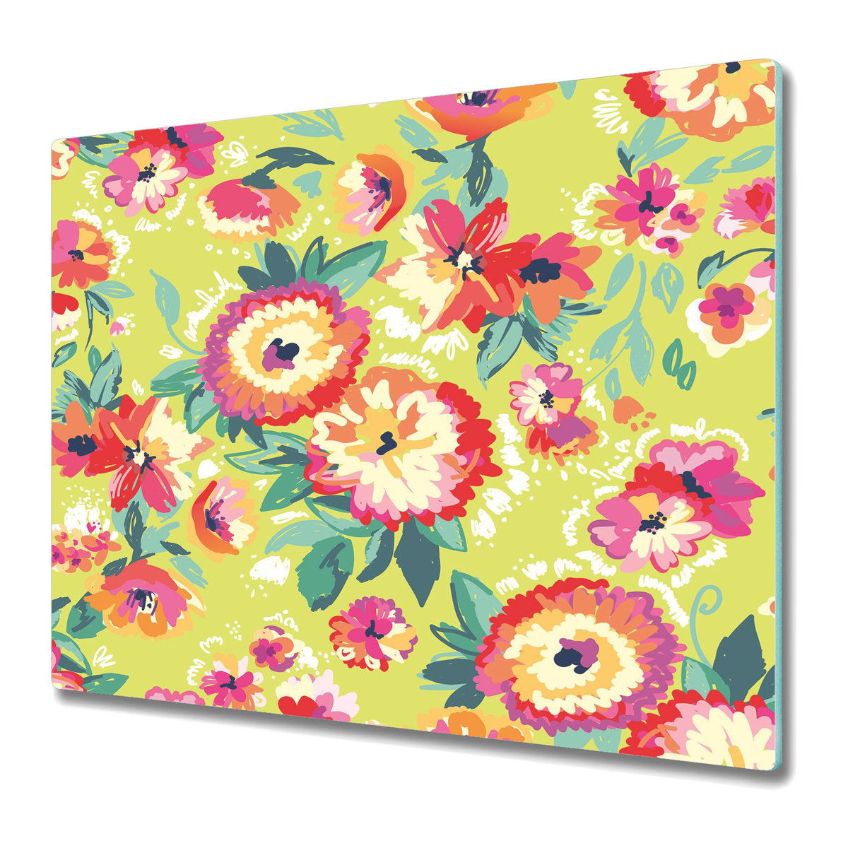 Nowoczesna Deska Kuchenna 60x52 cm - Akwarela kolorowe kwiaty