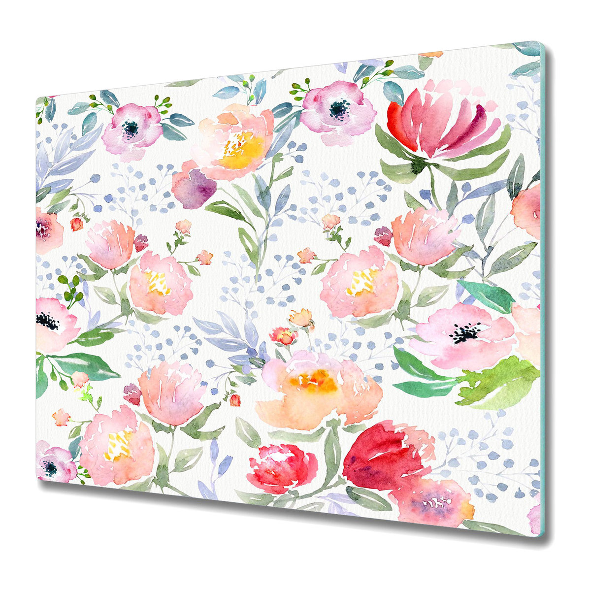 Funkcjonalna Deska Kuchenna - Osłona indukcji 60x52 cm - Akwarela kwiatowy Domek Wiejski