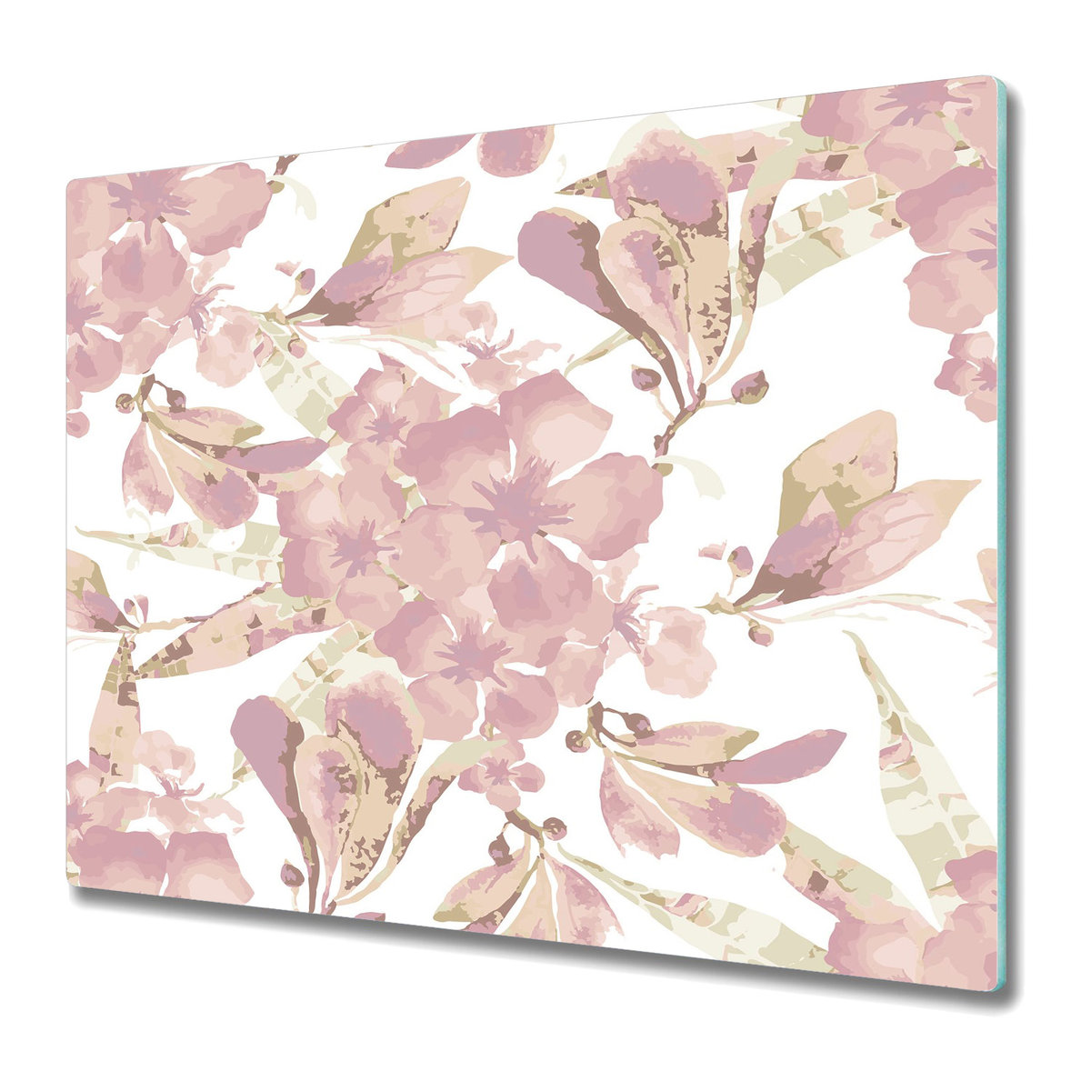 Dekoracyjna Deska Kuchenna ze Szkła 60x52 cm - Hibiskus blady róż