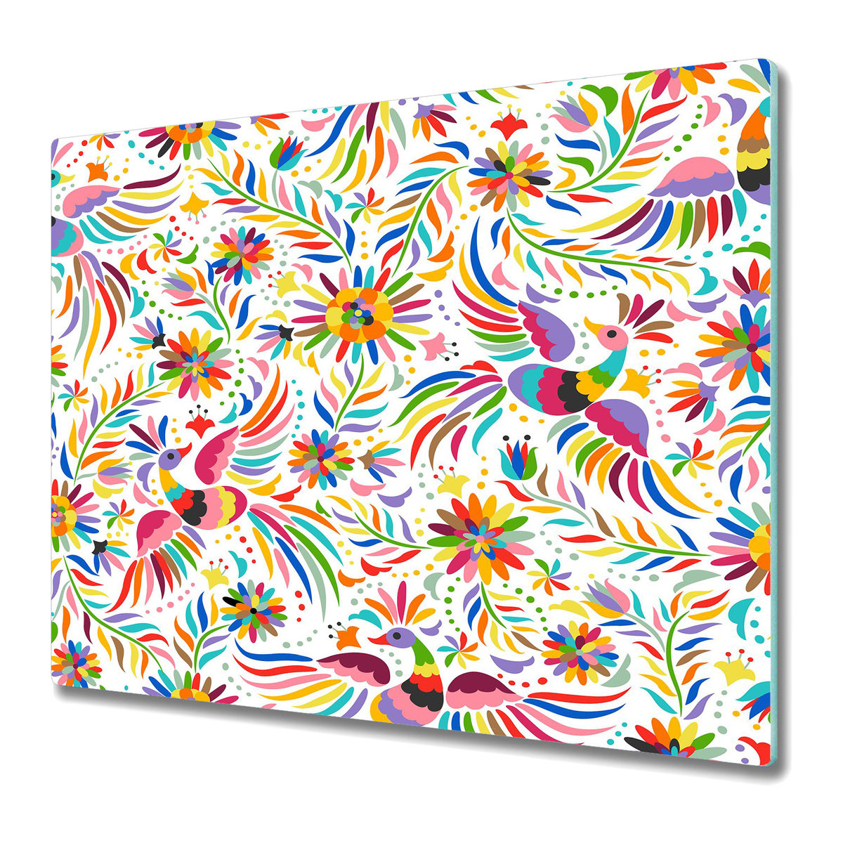 Deska Kuchenna z Printem 60x52 cm - Ptaki w meksykańskim stylu