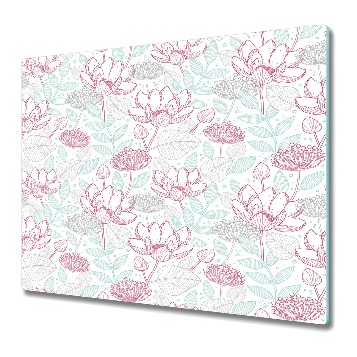 Nowoczesna Deska Kuchenna - Osłonka 60x52 cm - Kontury kwiatów