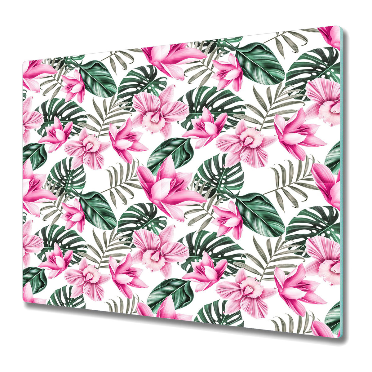 Deska Do Krojenia ze Szkła Hartowanego 60x52 cm - Różowy Ogród