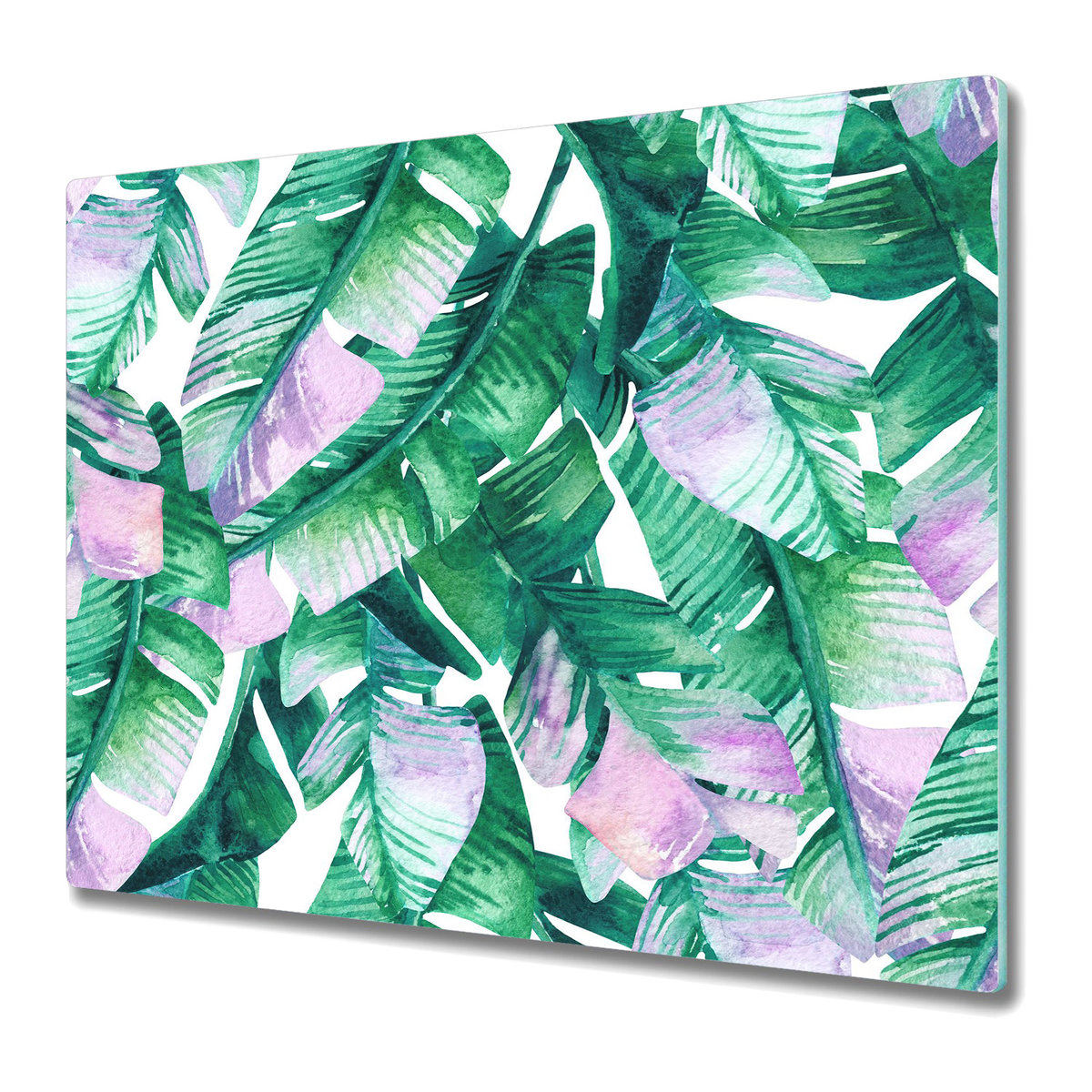 Szklana Osłona na Kuchenkę - Deska Do Krojenia 60x52 cm - Pastelowy wzór liście