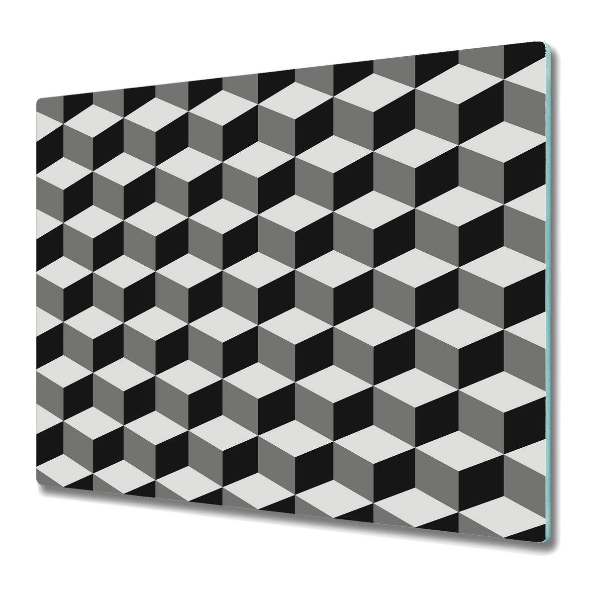 Szklane Deski Kuchenne - Dekoracyjny Element 60x52 cm - Sześciany wzór 3D