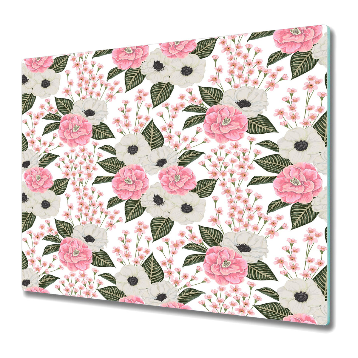 Deski Kuchenne ze Stylowym Ozdobnym nadrukiem 60x52 cm - Kwiatowy różowy mural