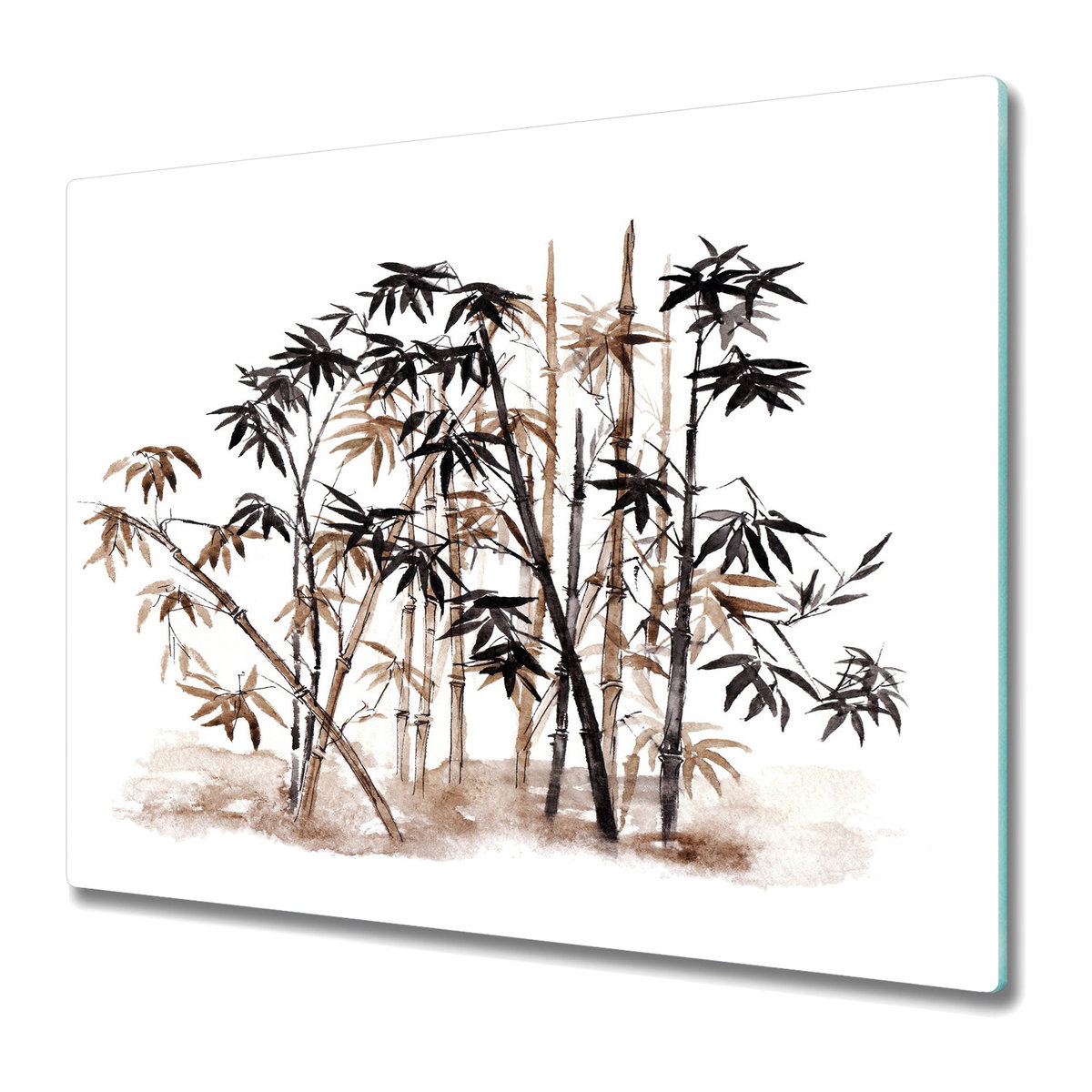 Wytrzymała Deska Kuchenna ze Szkła Hartowanego 60x52 cm - Bambus w chińskim stylu