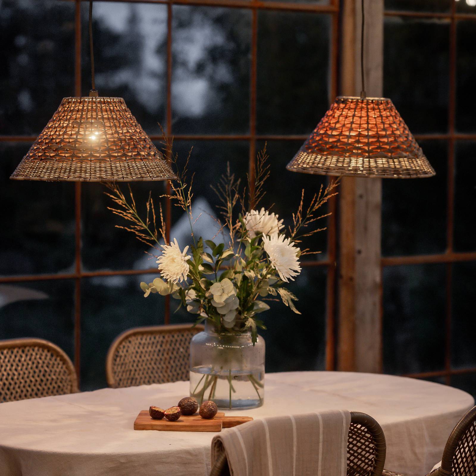 PR Home lampa wisząca zewnętrzna LIS, brązowy, wtyczka, Ø 45 cm