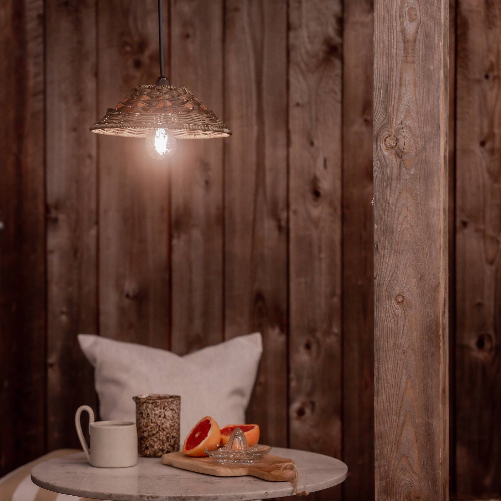PR Home lampa wisząca zewnętrzna LIS, brązowy, wtyczka, Ø 27 cm