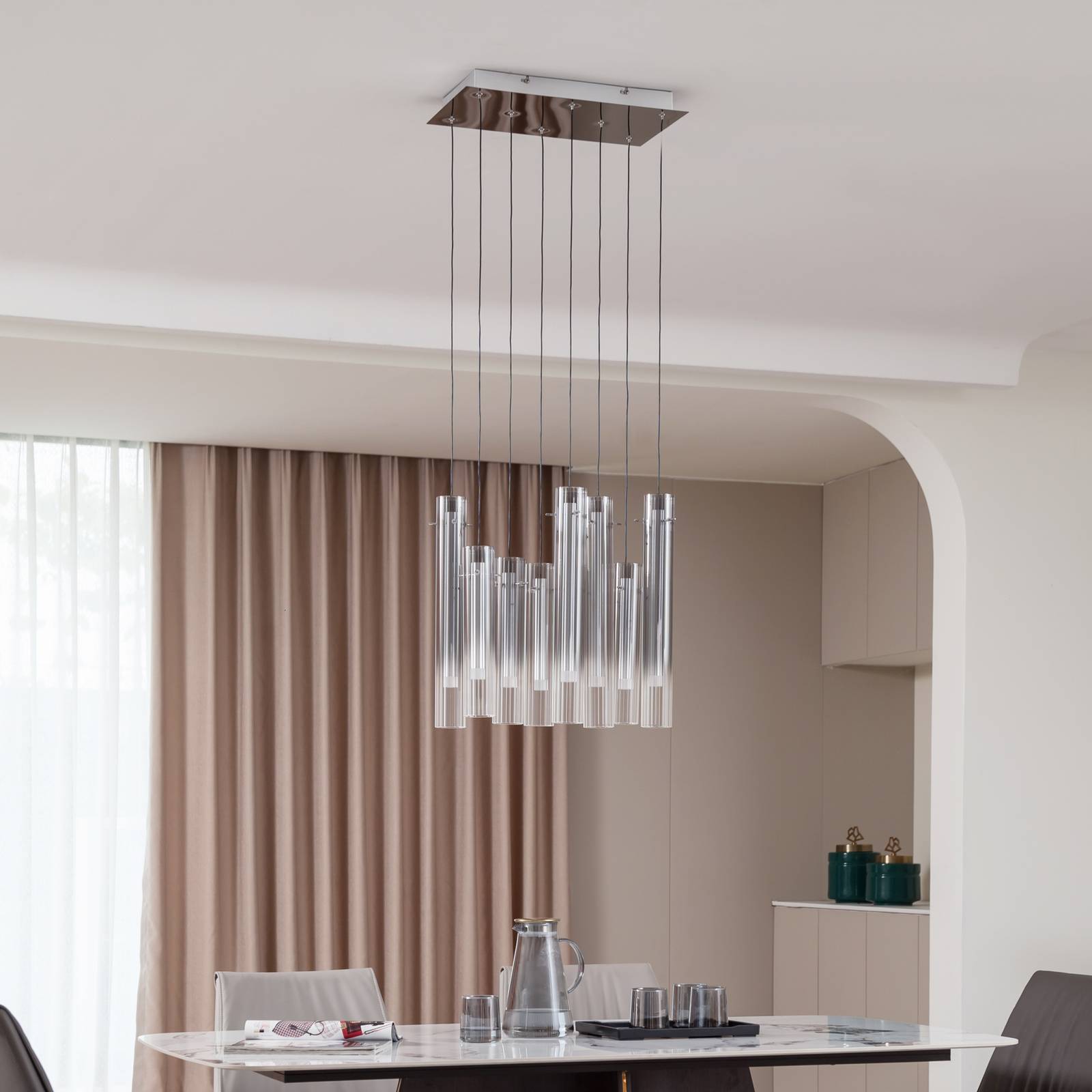 Lucande lampa sufitowa LED Korvitha, 8-punktowa, szary, szkło