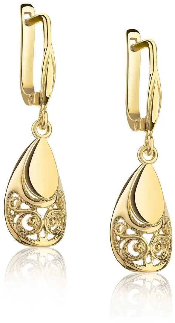 Kolczyki Barokowa Łza Srebrne Pozłacane