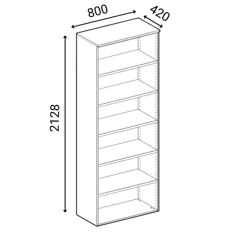 Szafa biurowa z drzwiami przesuwnymi PRIMO WOOD, 2128 x 800 x 420 mm, buk