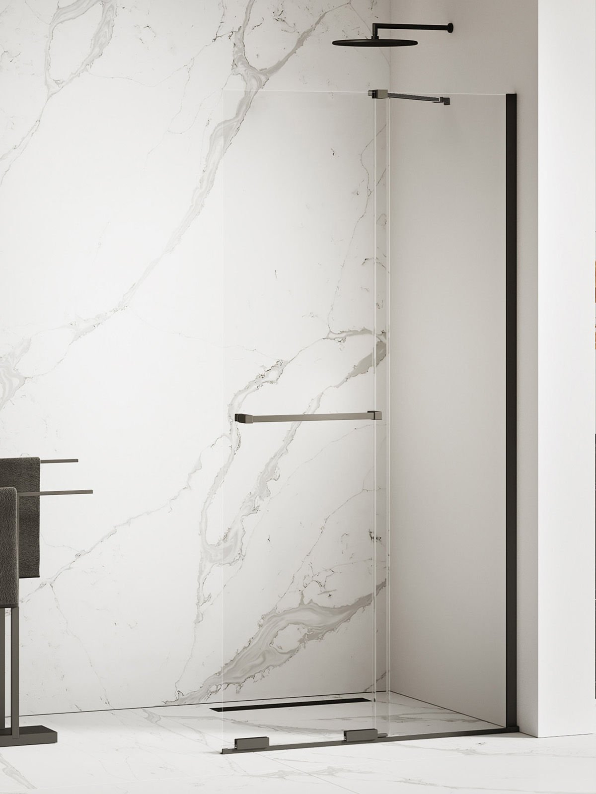 Kabina prysznicowa New Trendy Smart 130x200 walk-in uniwersalna czarna ExK-6679