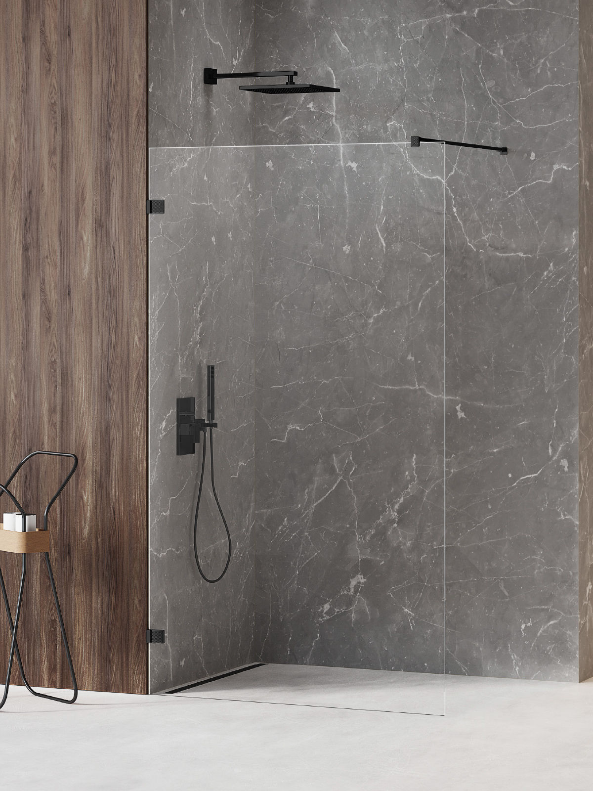 Kabina prysznicowa New Trendy Avexa 50x200 walk-in czarna uniwersalna EXK-6964