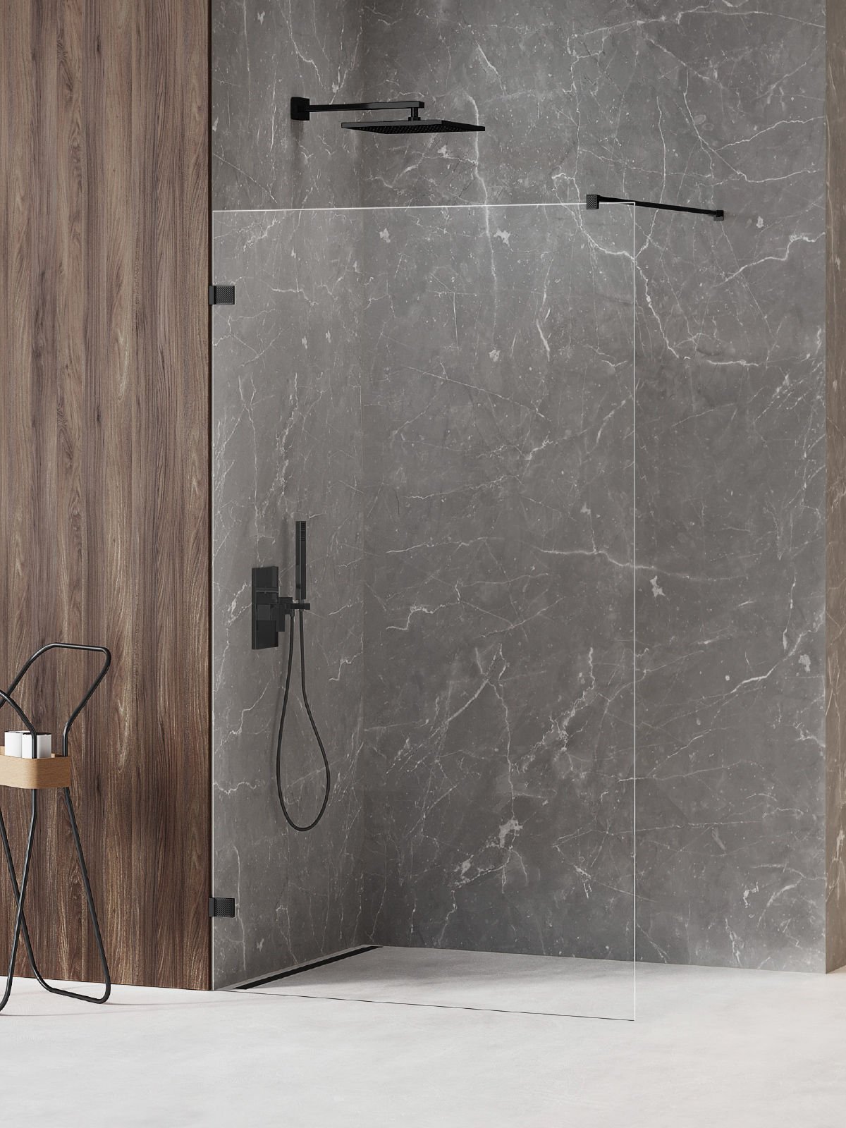 Kabina prysznicowa New Trendy Avexa 100x200 walk-in czarna uniwersalna EXK-6969