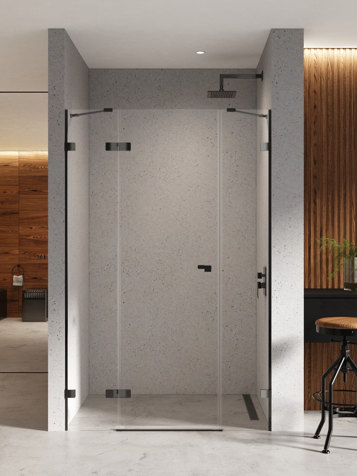 Drzwi prysznicowe New Trendy Eventa 150x200 wnękowe lewe czarne/chrom ExK-6141