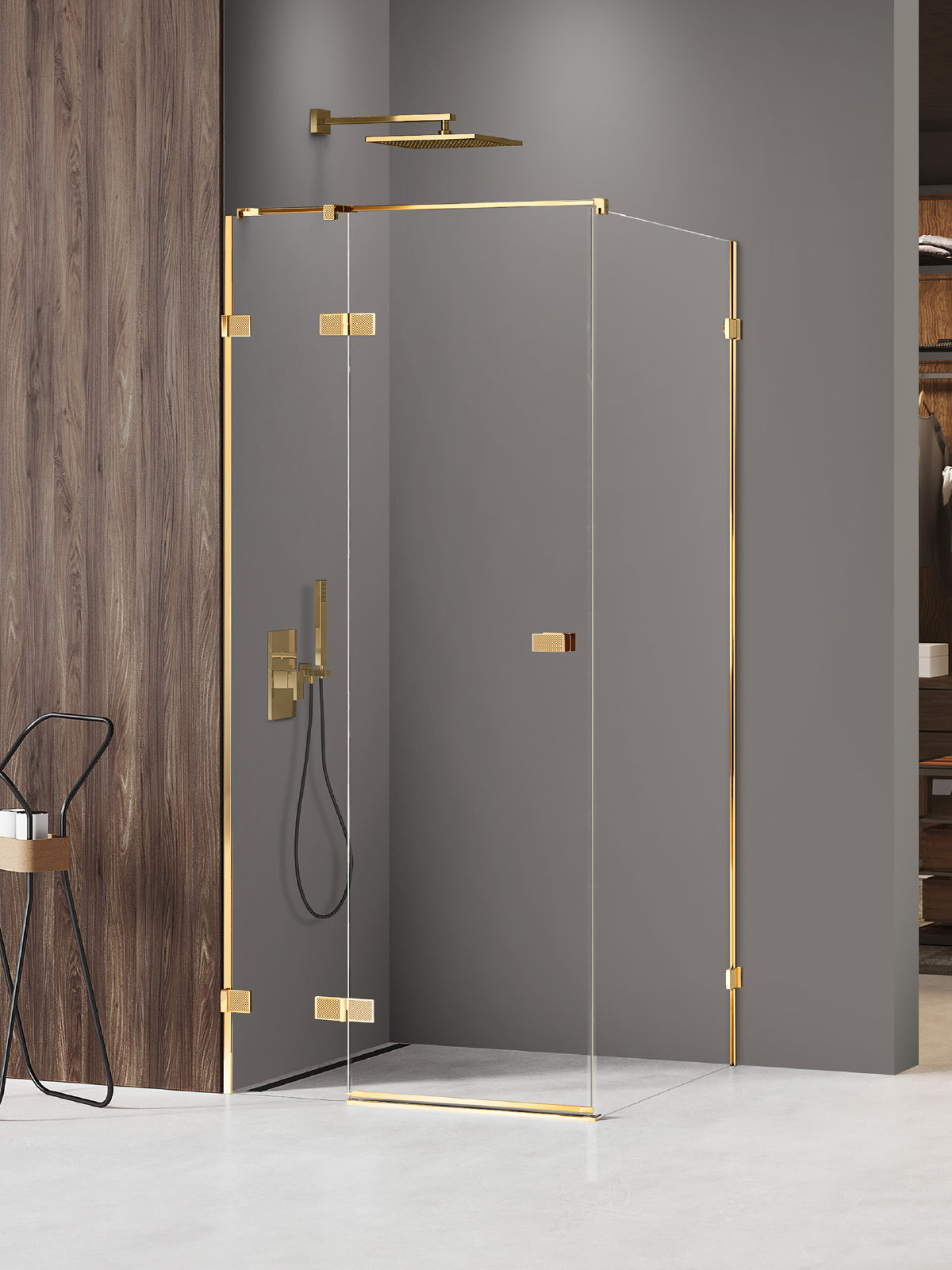Kabina prysznicowa New Trendy Avexa 80x90 prostokątna złota lewa EXK-6752