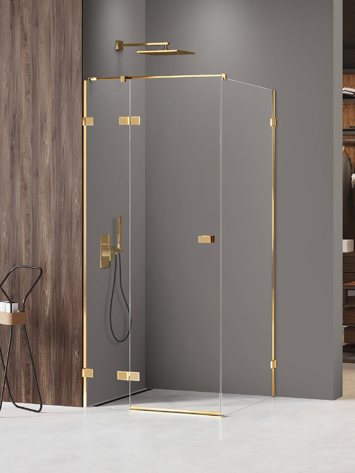Kabina prysznicowa New Trendy Avexa 80x120 prostokątna złota lewa EXK-6755