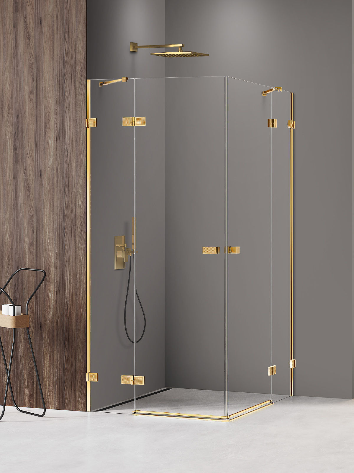 Kabina prysznicowa New Trendy Avexa 100x80 prostokątna złota EXK-6820