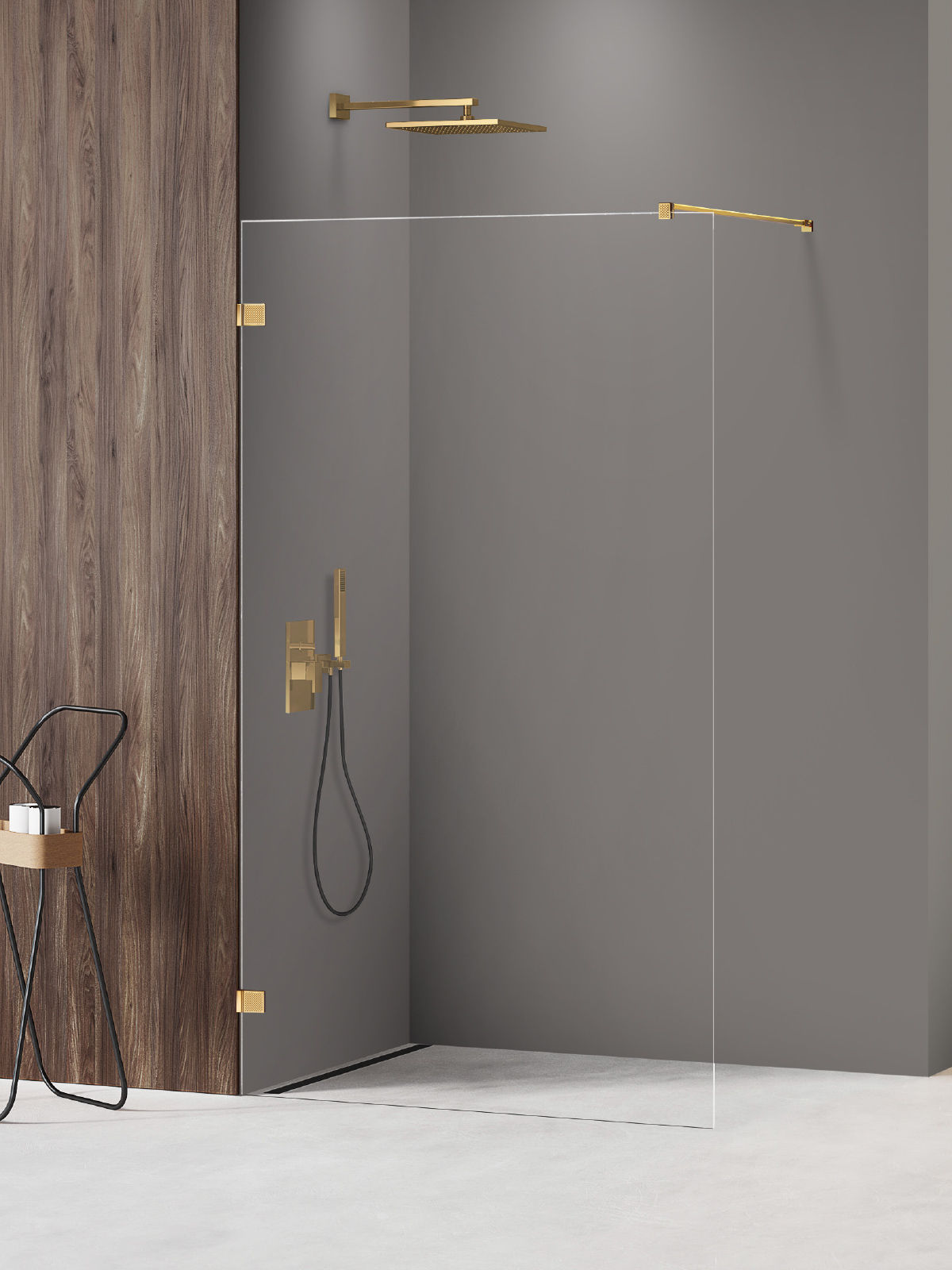 Kabina prysznicowa New Trendy Avexa 50x200 walk-in złota uniwersalna EXK-6974