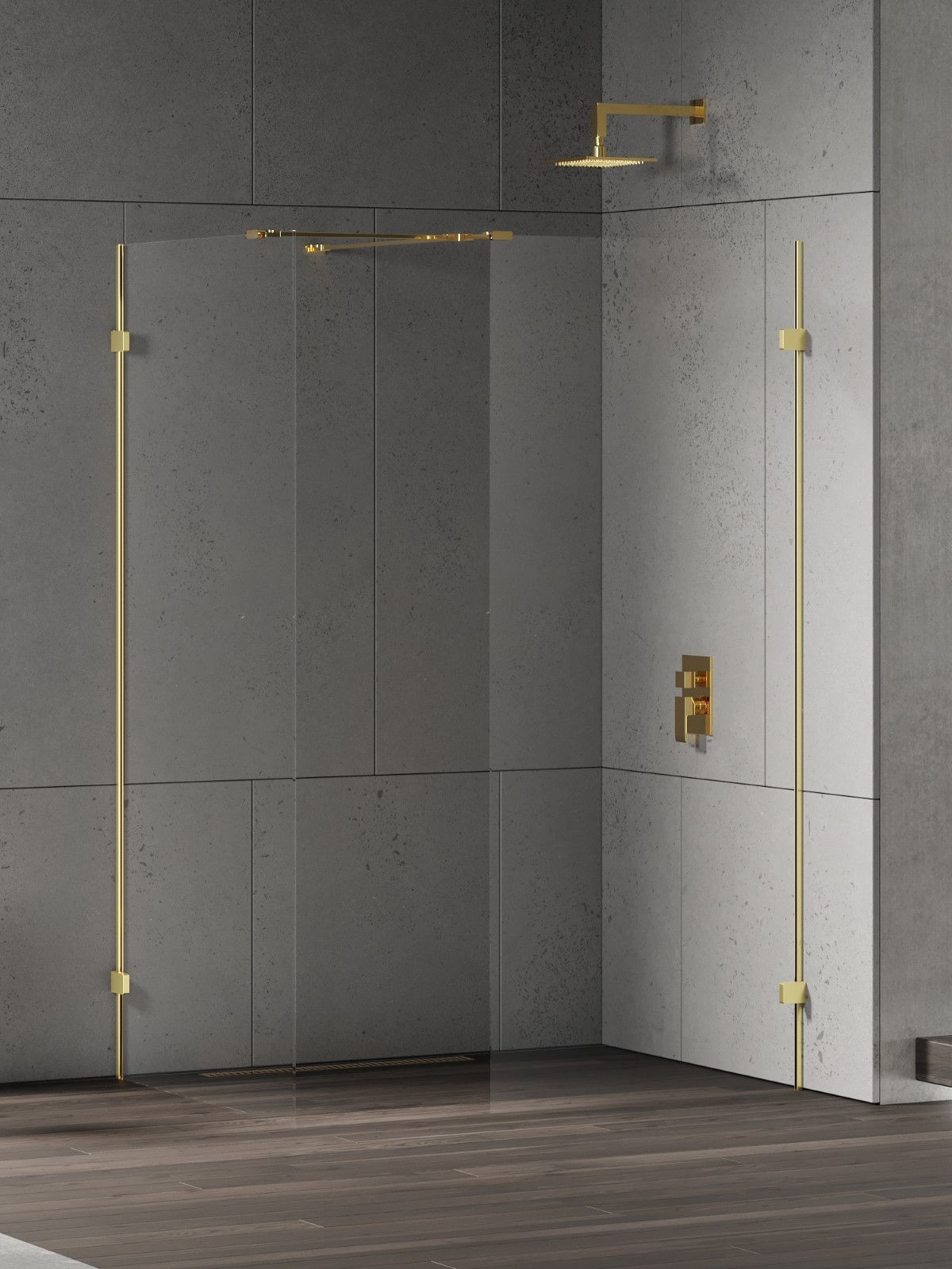 Kabina prysznicowa New Trendy Eventa 160x90 walk-in uniwersalna złota EXK-4879