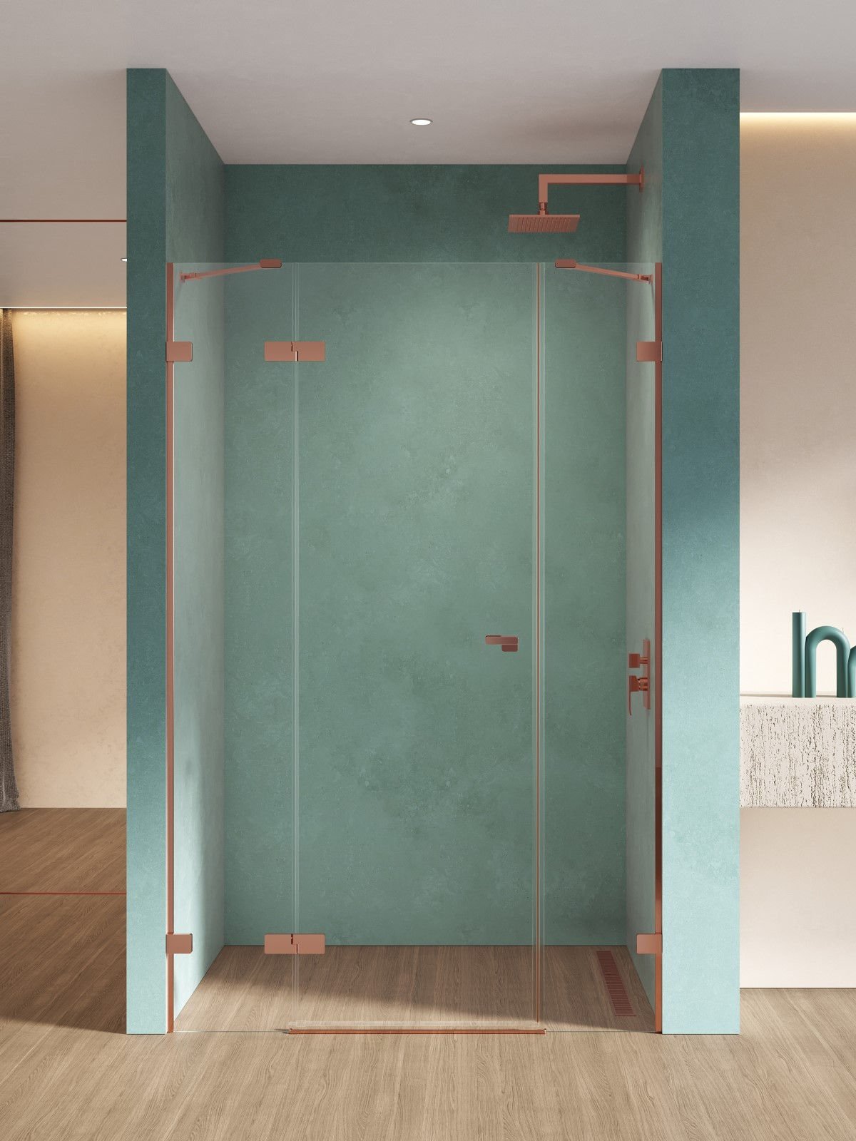 Drzwi prysznicowe New Trendy Eventa 170x200 wnękowe lewe miedź EXK-6368