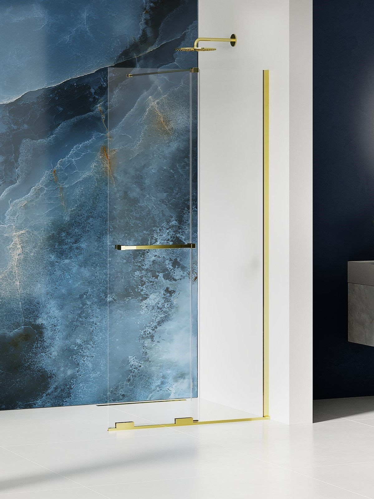 Kabina prysznicowa New Trendy Smart 100x200 walk-in uniwersalna złota EXK-6729