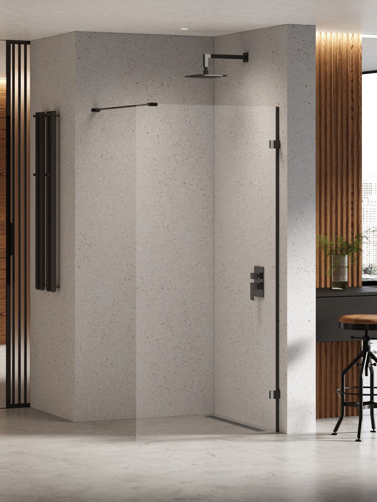 Kabina prysznicowa New Trendy Eventa 120x200 walk-in uniwersalna czarny/chrom EXK-6300