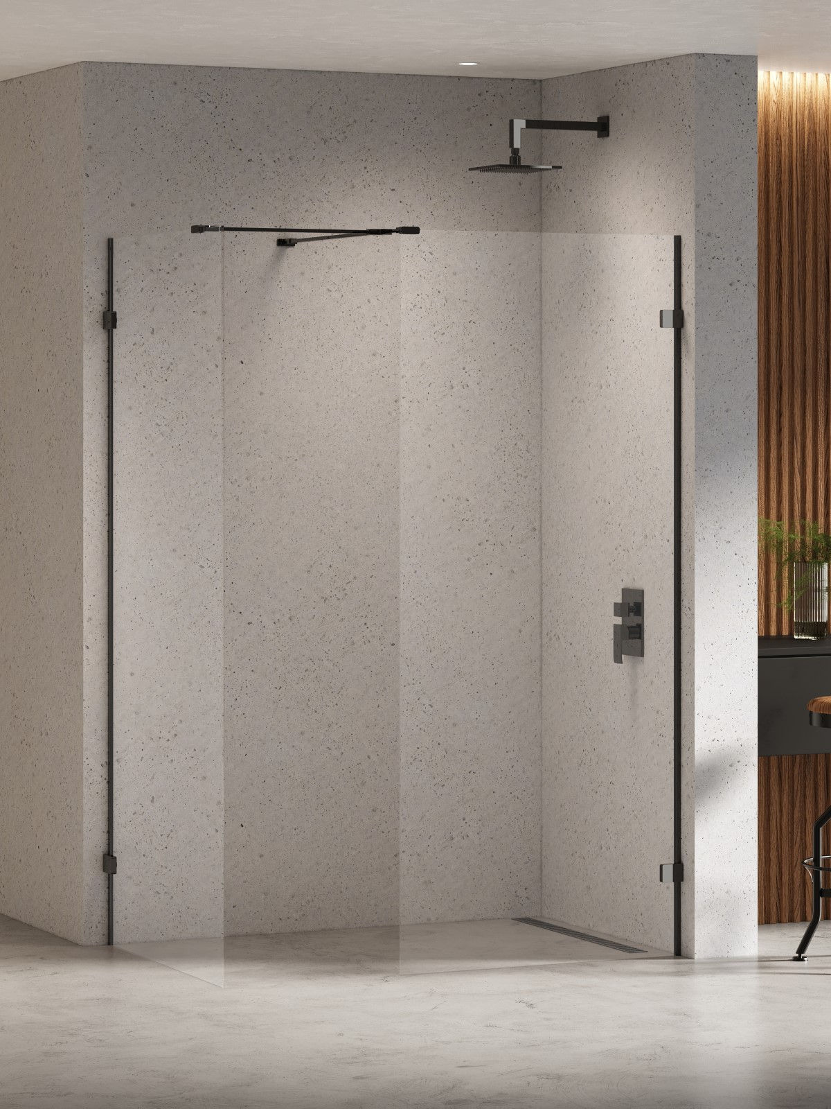 Kabina prysznicowa New Trendy Eventa 160x90 walk-in uniwersalna czarny/chrom EXK-6346