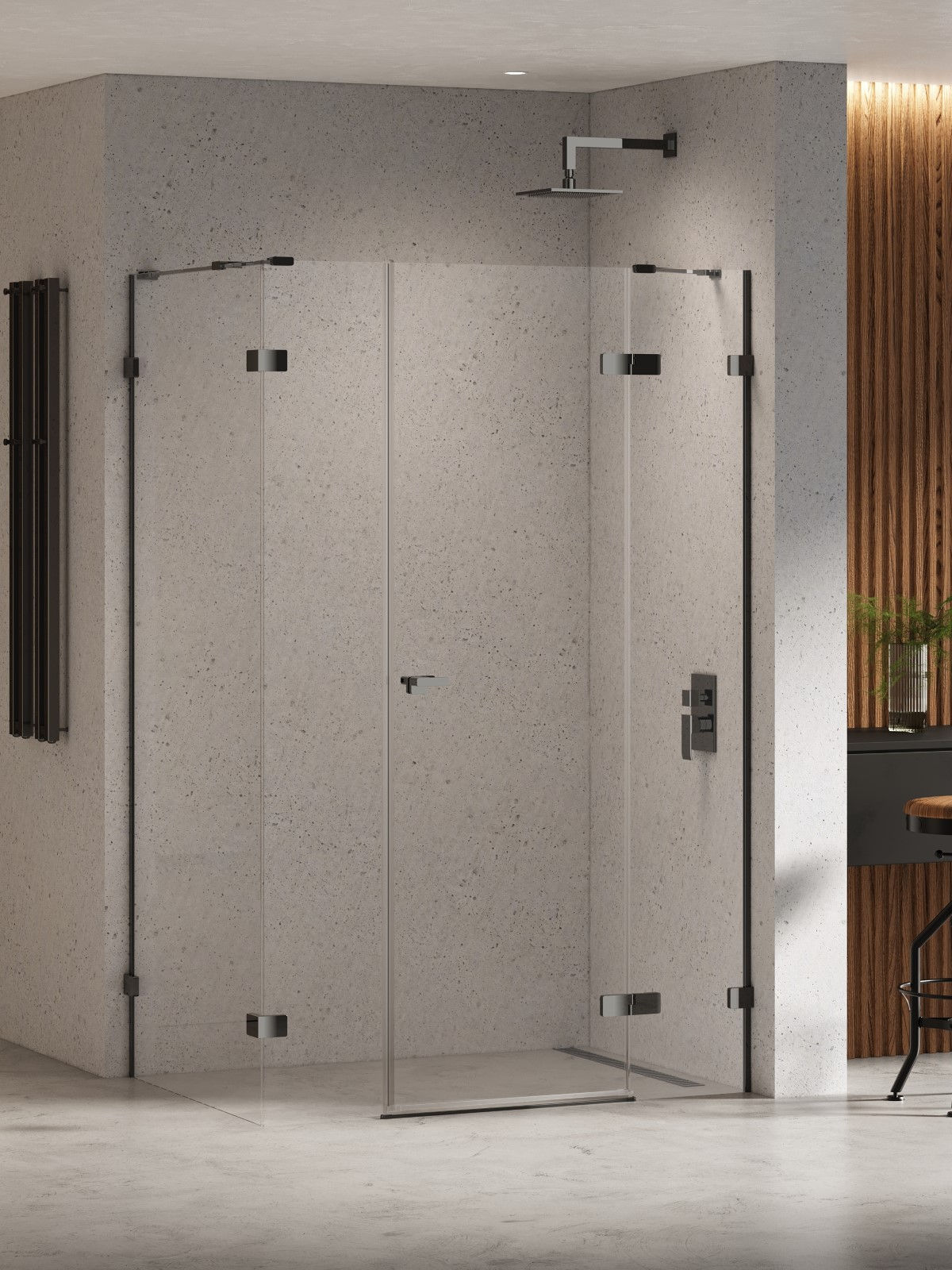 Kabina prysznicowa New Trendy Eventa 130x100 prostokątna lewa czarny/chrom EXK-6244