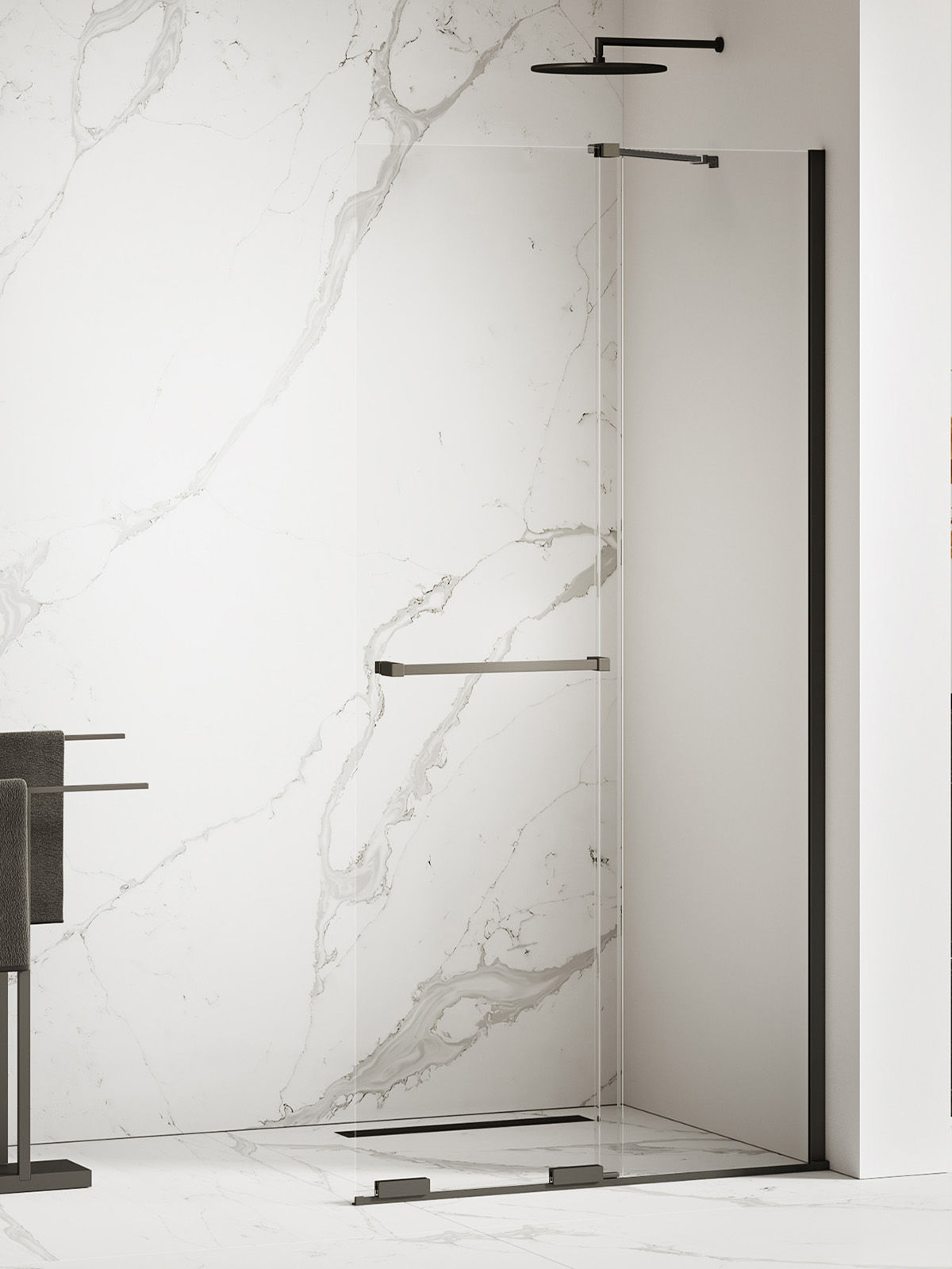 Kabina prysznicowa New Trendy Smart 80x200 walk-in uniwersalna czarna EXK-6674