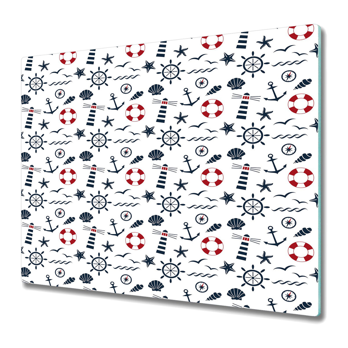 Ozdobna Deska Kuchenna ze Szkła Hartowanego 60x52 cm - Morskie motywy