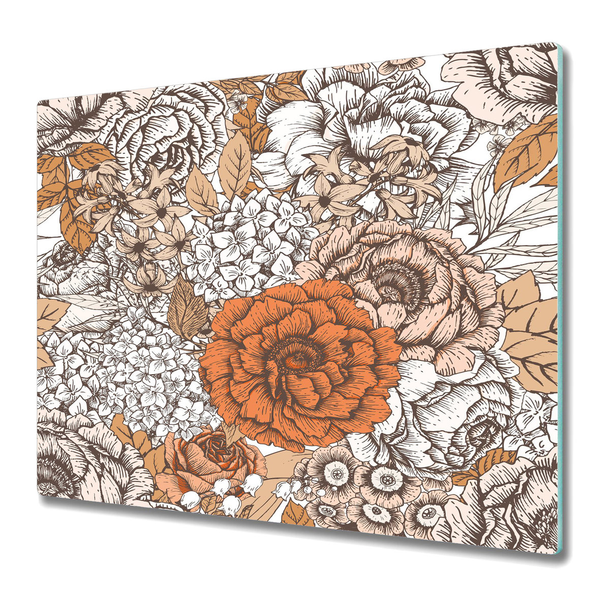 Deska Kuchenna z Wyjątkowym Printem 60x52 cm - Pomarańczowe róże