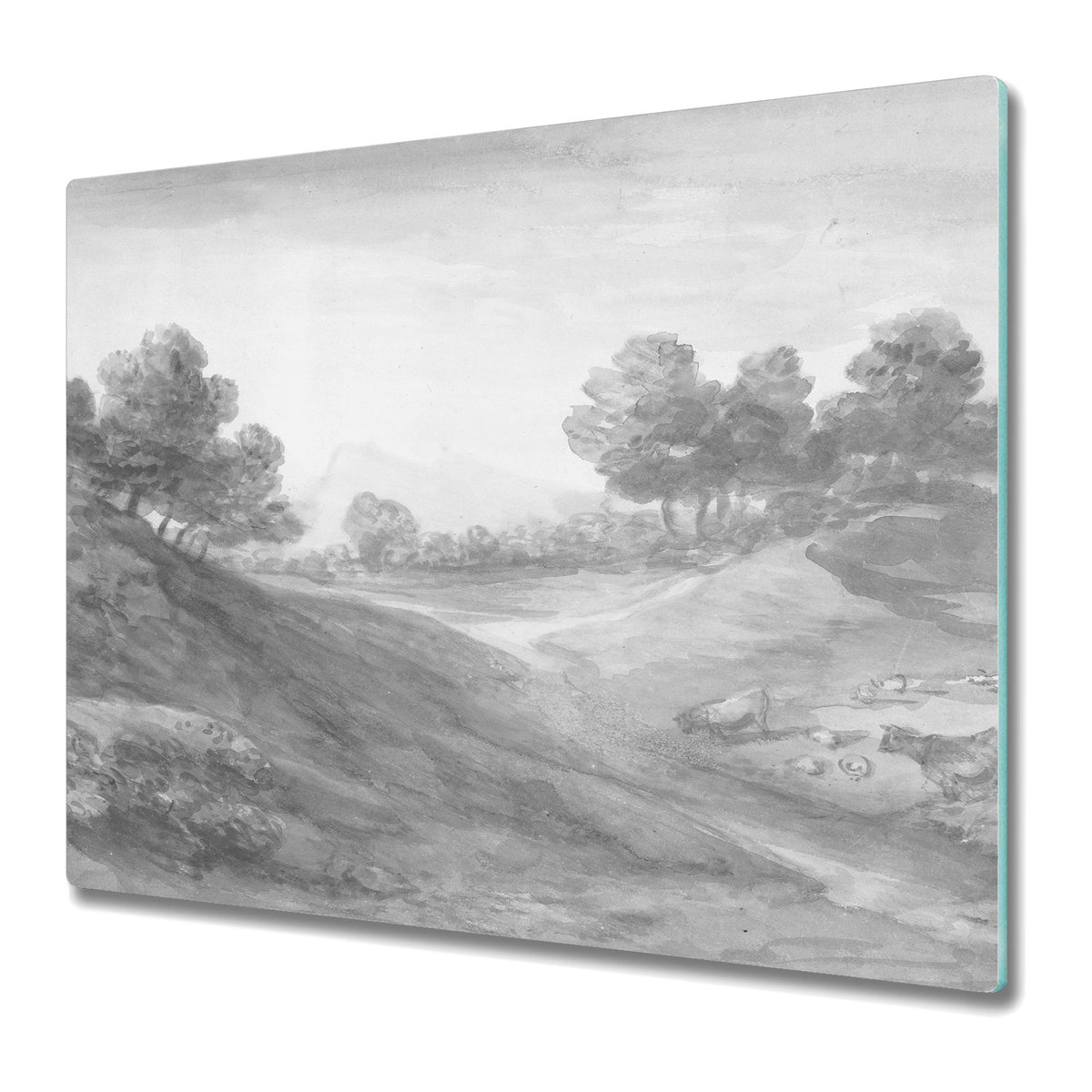 Szklana Osłona na Kuchenkę - Deska Do Krojenia 60x52 cm - Wiejski krajobraz