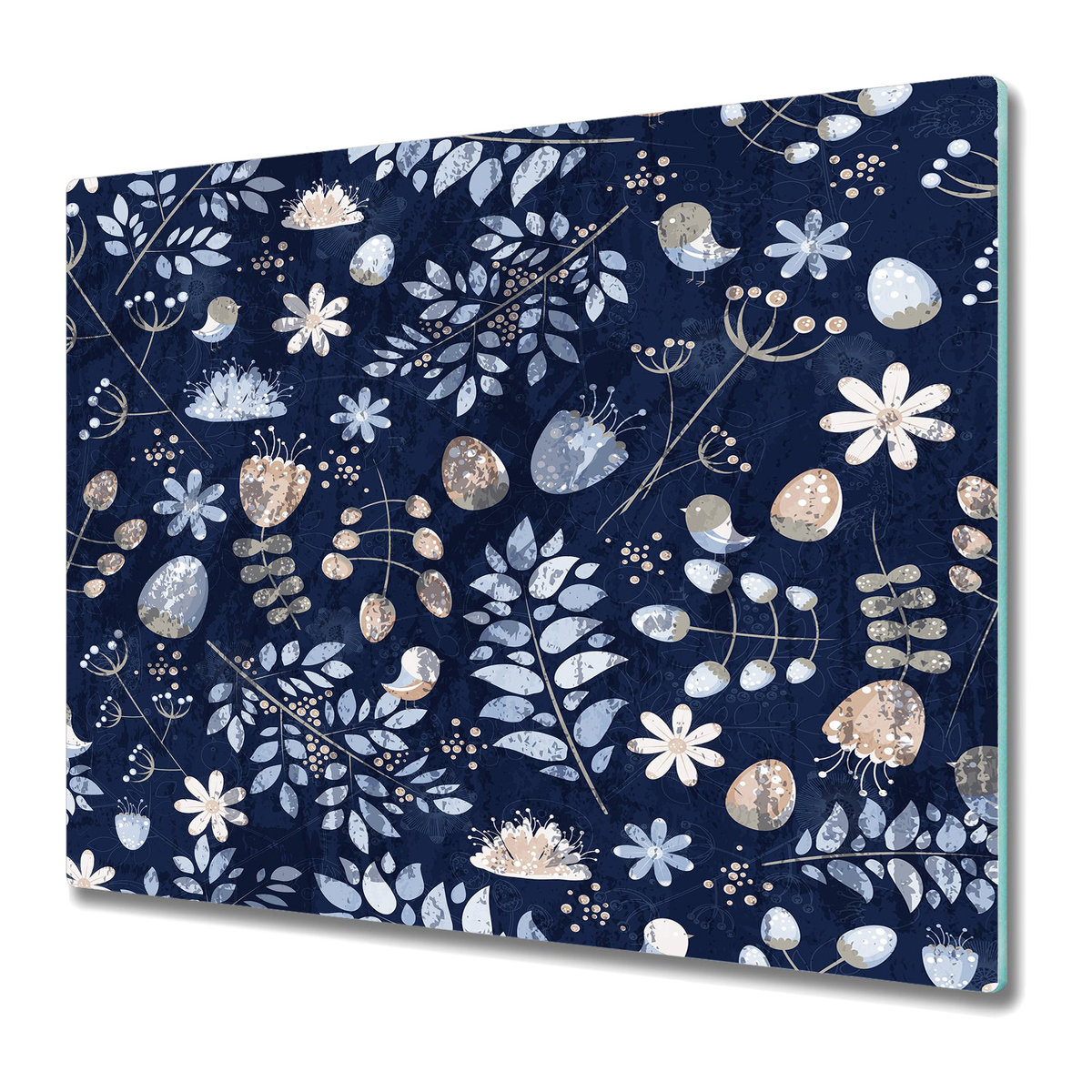 Ozdobna Deska Kuchenna ze Szkła Hartowanego 60x52 cm - Skandynawskie liście