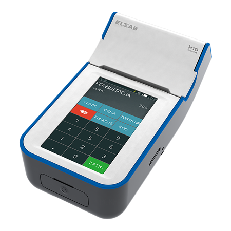 Kasa fiskalna Elzab K10 Online biało-niebieska, Bluetooth, Wi-Fi, GPRS