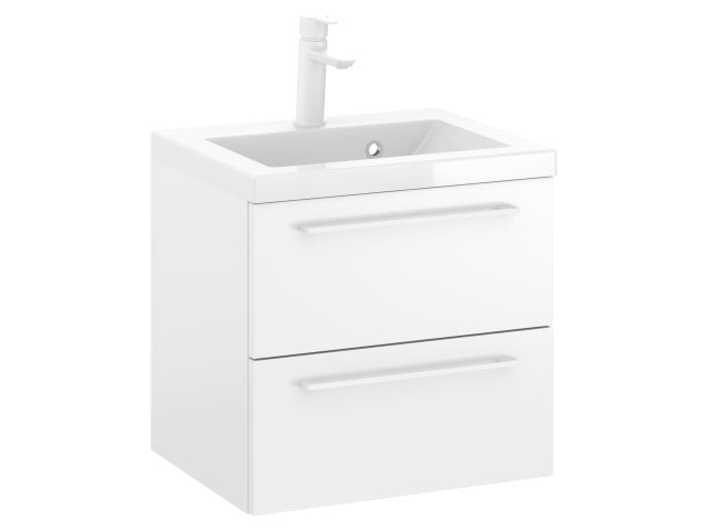 Szafka Wisząca Z Umywalką RON 50 cm - Biały Mat - Uchwyty Białe Matowe