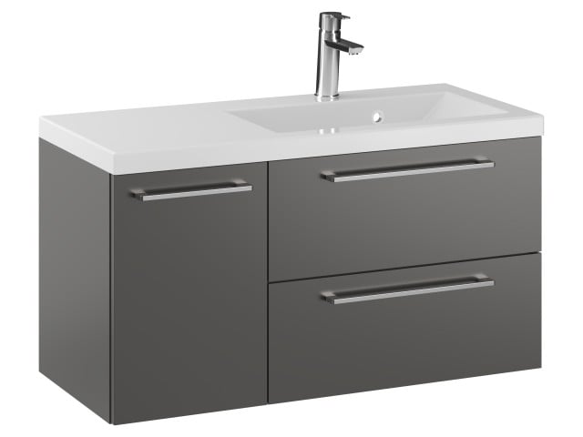 Szafka Wisząca Z Umywalką RON 90 cm D Prawa - Titan Mat - Uchwyty Chromowane