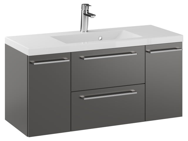 Szafka Wisząca Z Umywalką RON 100 cm D - Titan Mat - Uchwyty Chromowane
