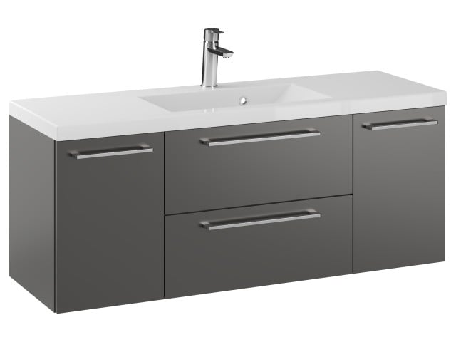 Szafka Wisząca Z Umywalką RON 120 cm D - Titan Mat - Uchwyty Chromowane