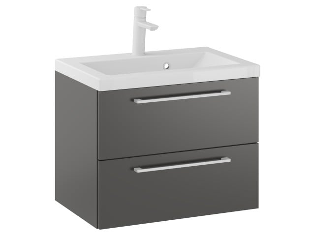 Szafka Wisząca Z Umywalką RON 60 cm - Titan Mat - Uchwyty Białe Matowe